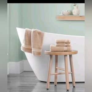 Purely Indulgent 100% Hygrocotton 4 Piece Hand Towel Wash Cloth Set Oxford Tan